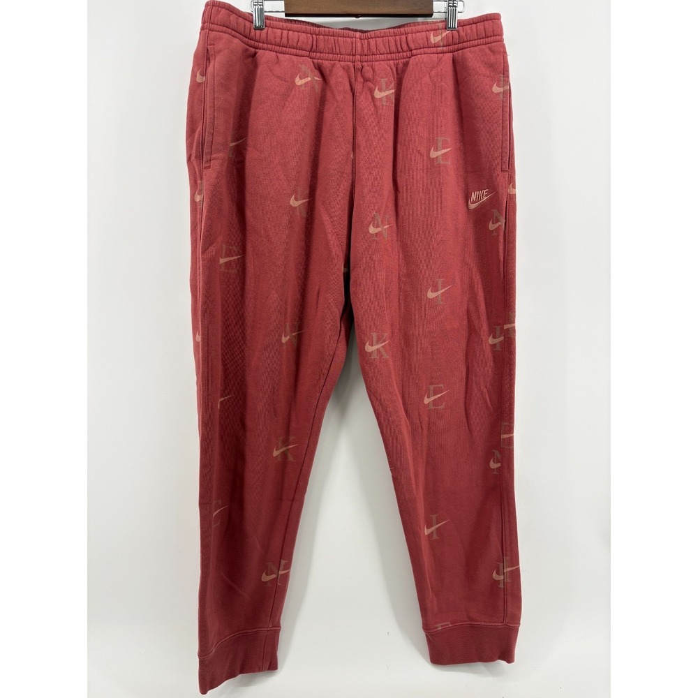 Nike Sportswear Club Fleece Jogger Pants Mens Red All Over Print Pockets XXL